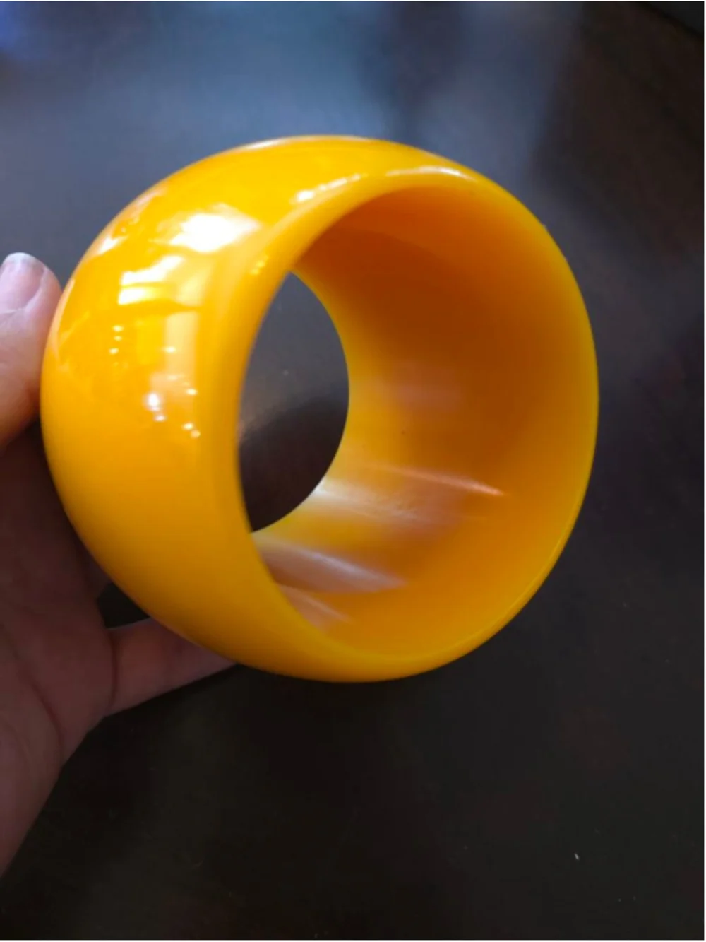 Womens Vintage Yellow Acrylic Large Statement Bangle Bracelet Cuff Boho Festival